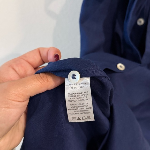 Hill House 100% Linen Navy Midi Dress - Picture 6 of 6